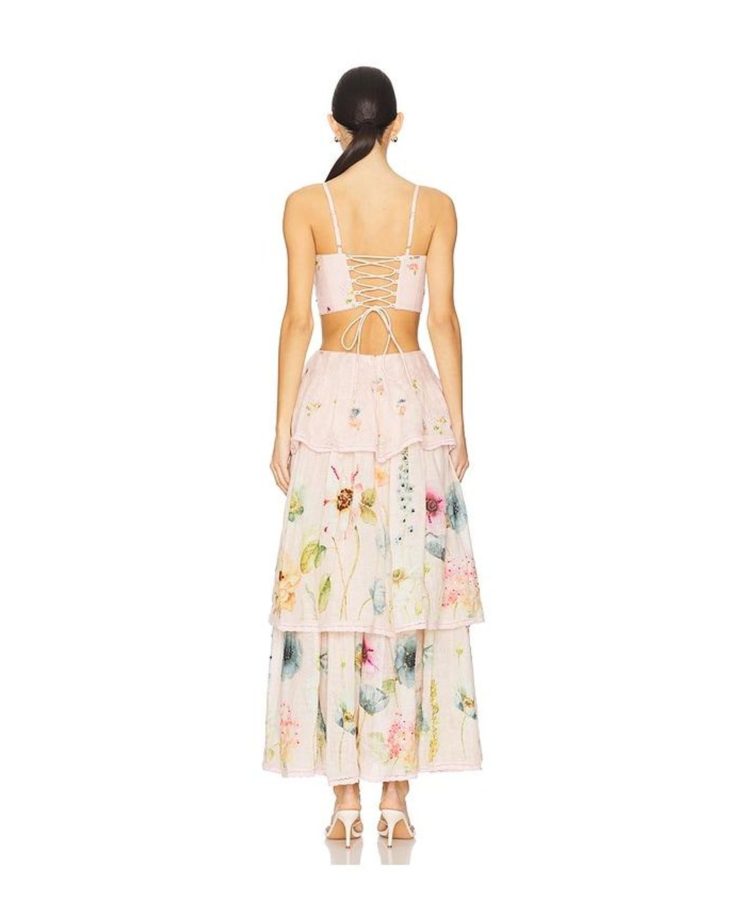 La Fuori White Garden Gala Tier Dress