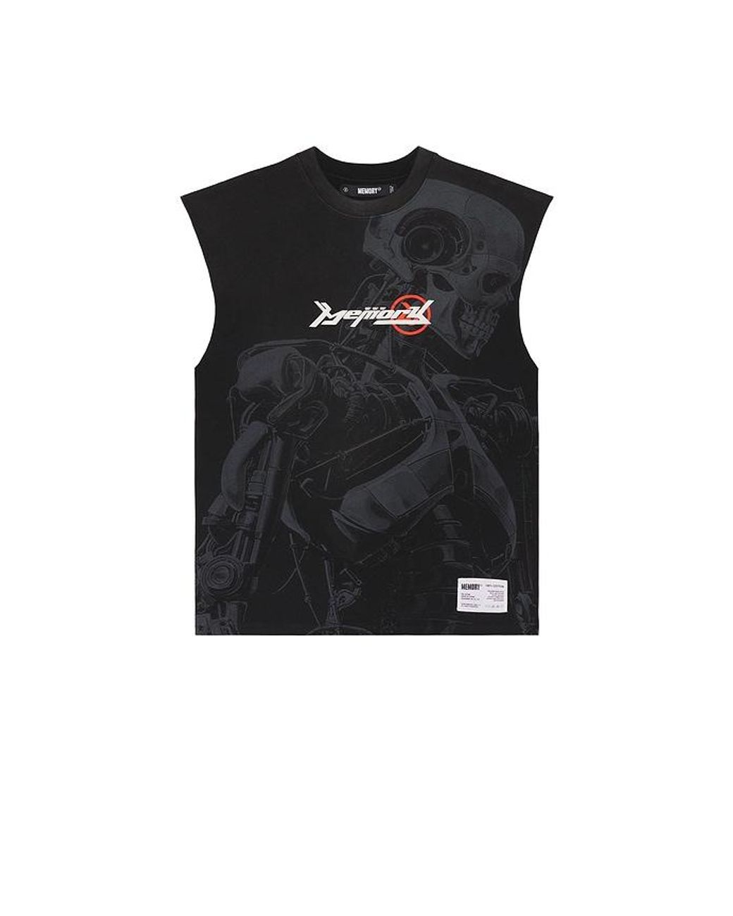 Memory Lane Black Techno Robot Sleeveless Tee for men