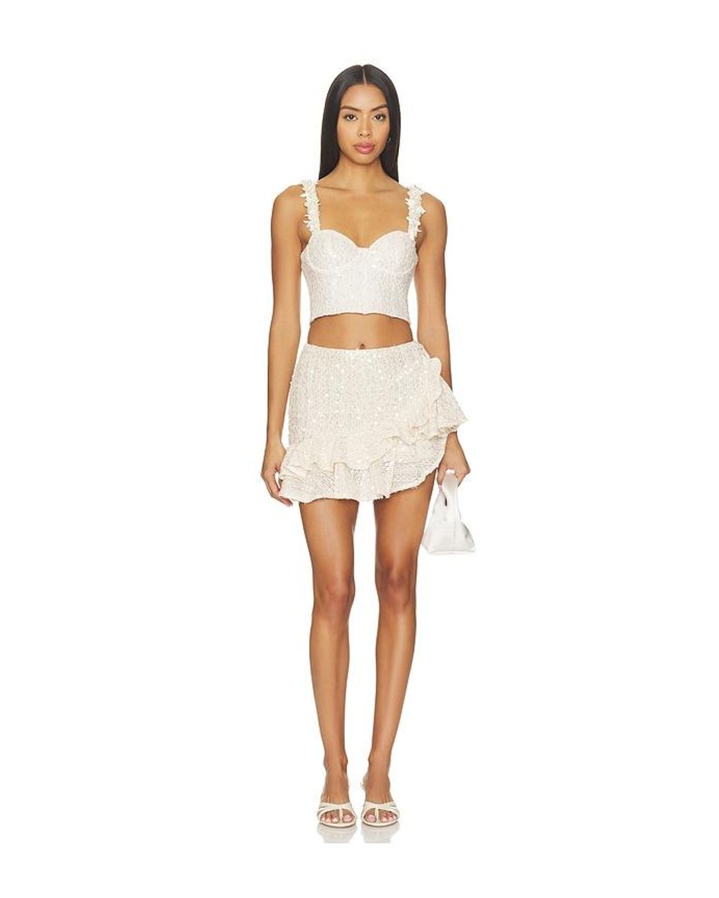 PATBO White Lara Crochet Mini Skirt