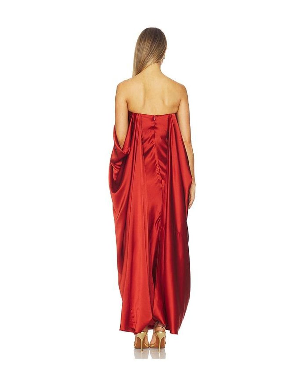 Alejandra Alonso Rojas Red Draped Overlay Gown