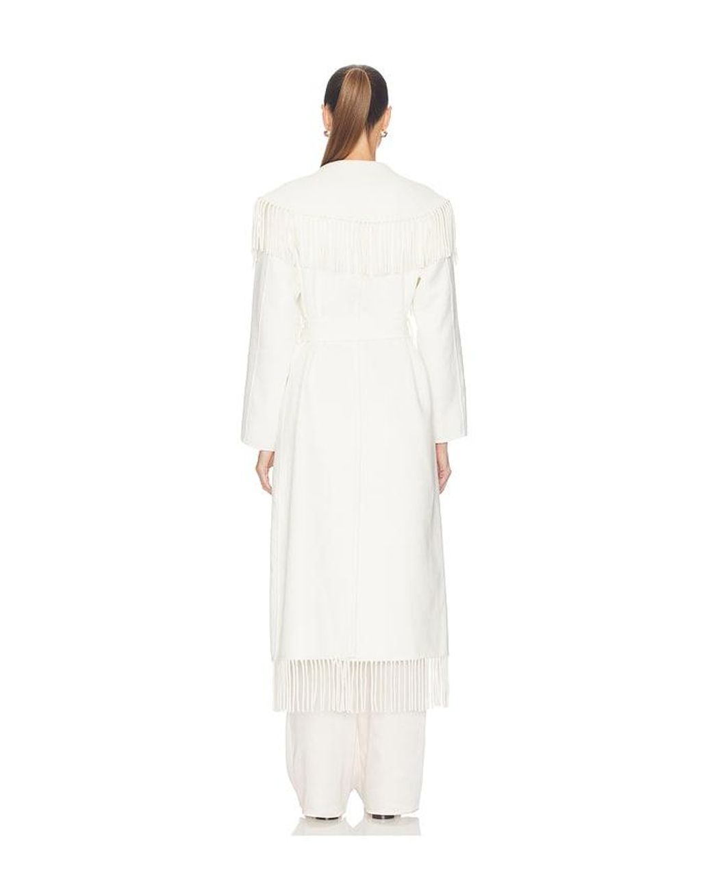 Jonathan Simkhai White Carrie Fringe Robe Coat