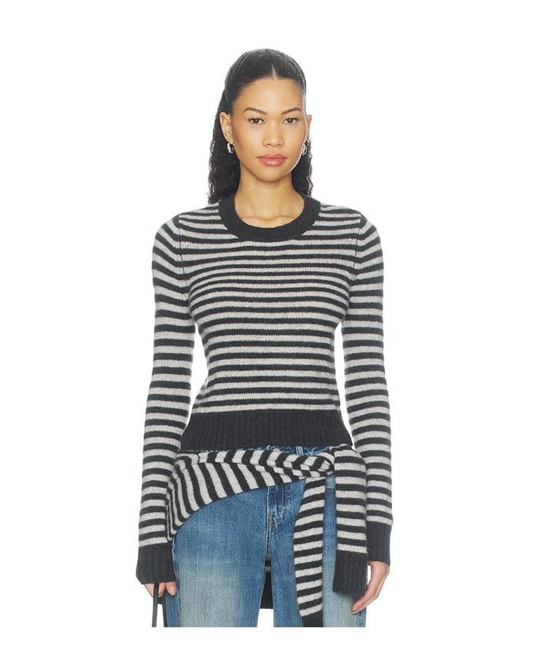 Enza Costa Multicolor Cashmere Shrunken Crewneck Sweater