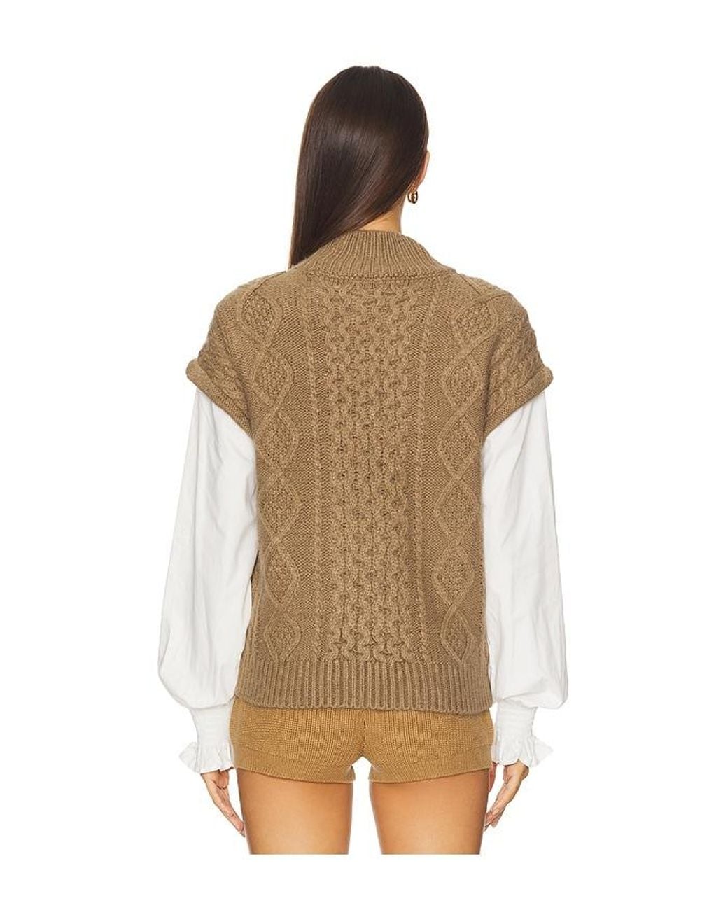 Astr Brown Angeline Mixed Media Sweater