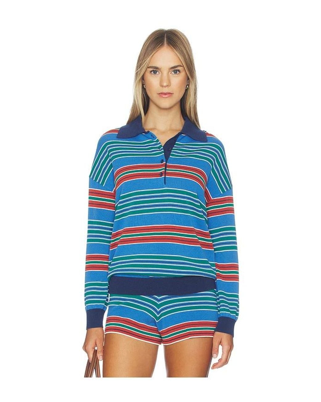 Faithfull The Brand Blue Harlow Oversized Polo