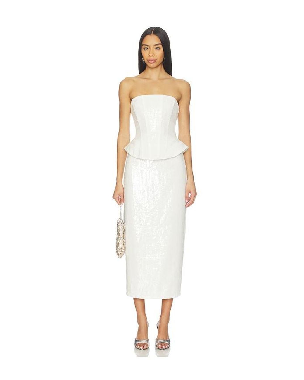 Lovers + Friends White Alexia Sequin Midi Dress