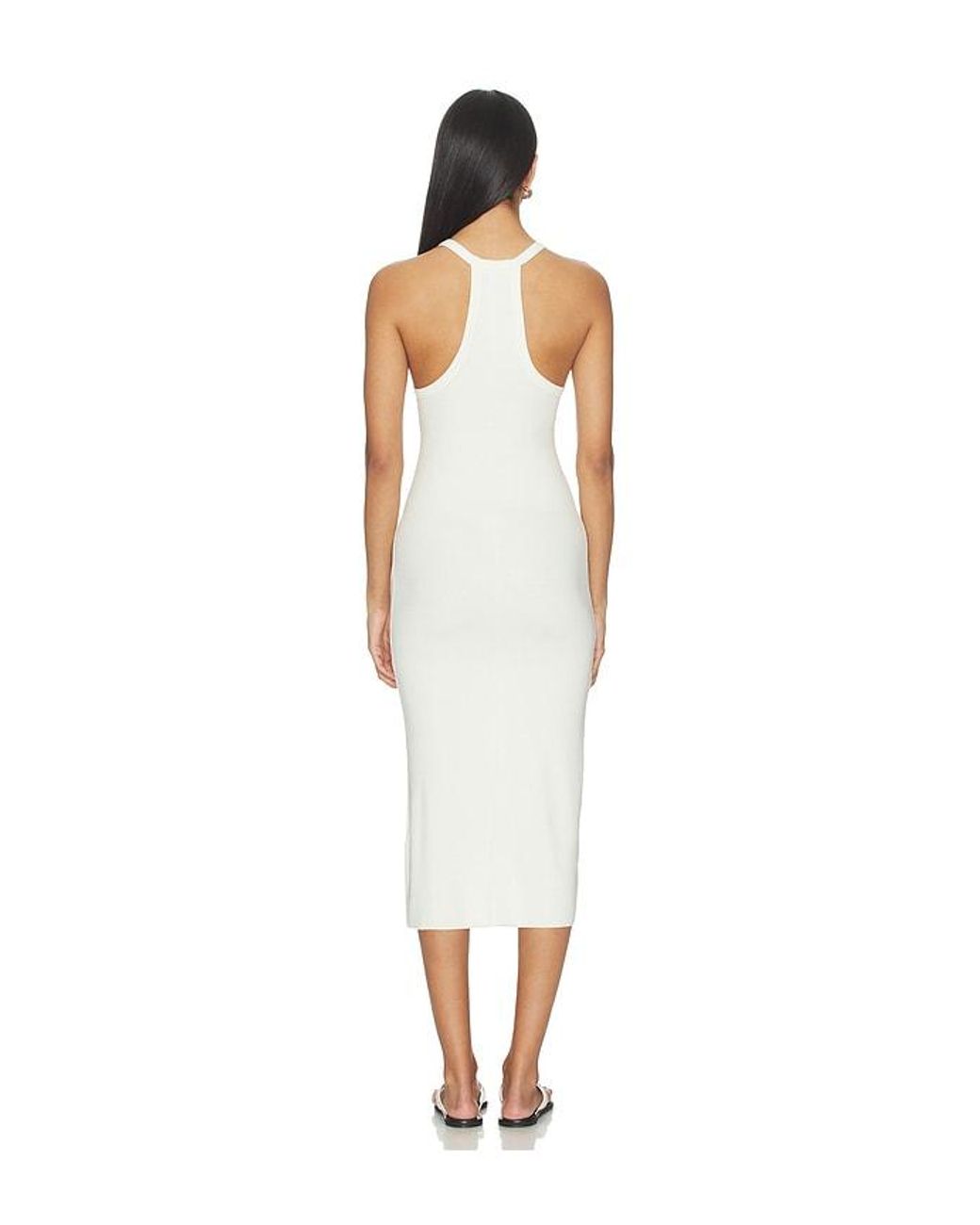 ÉTERNE White V-Neck Racerback Midi Dress