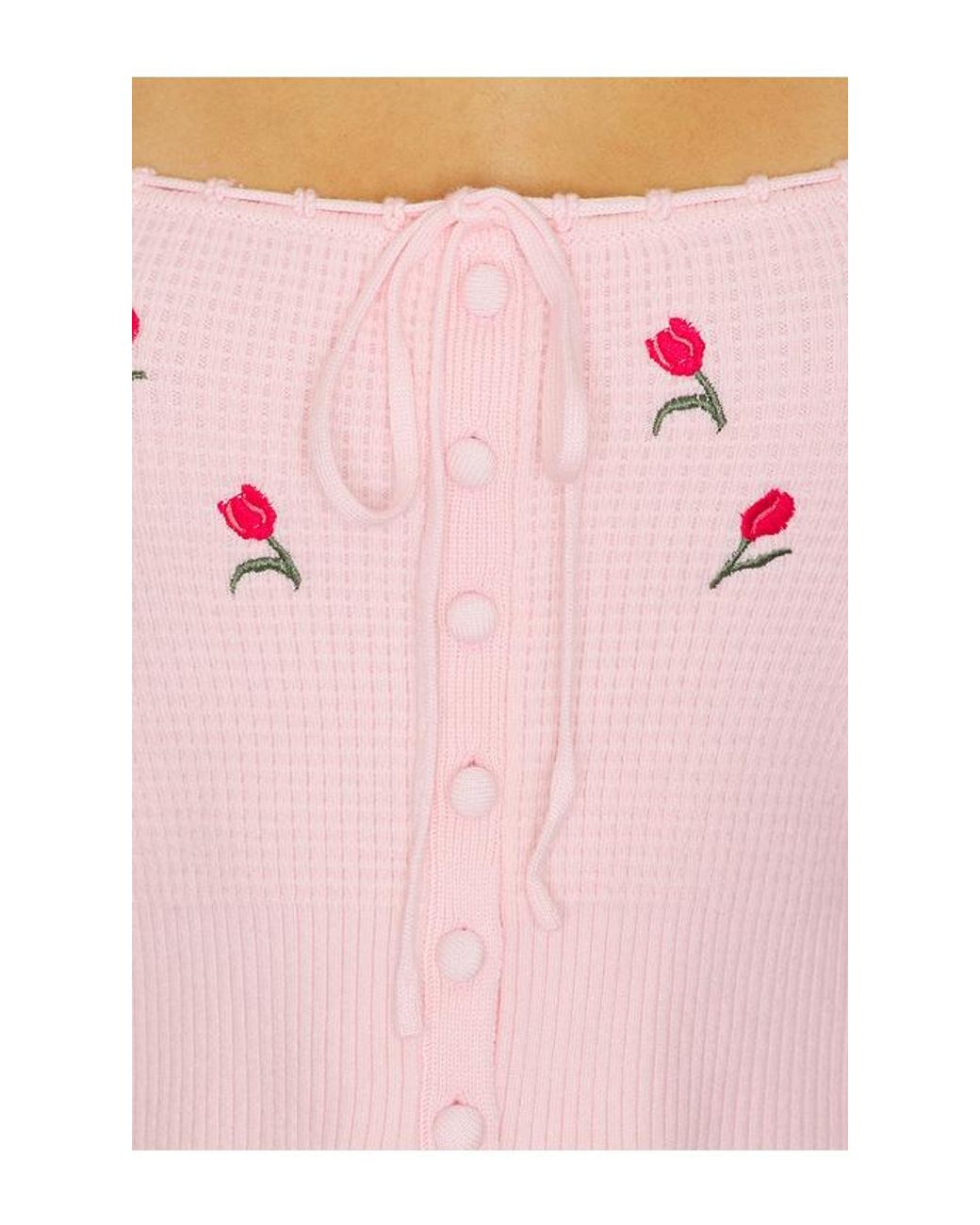 Lovers + Friends Pink Cecilia Floral Embroidered Top