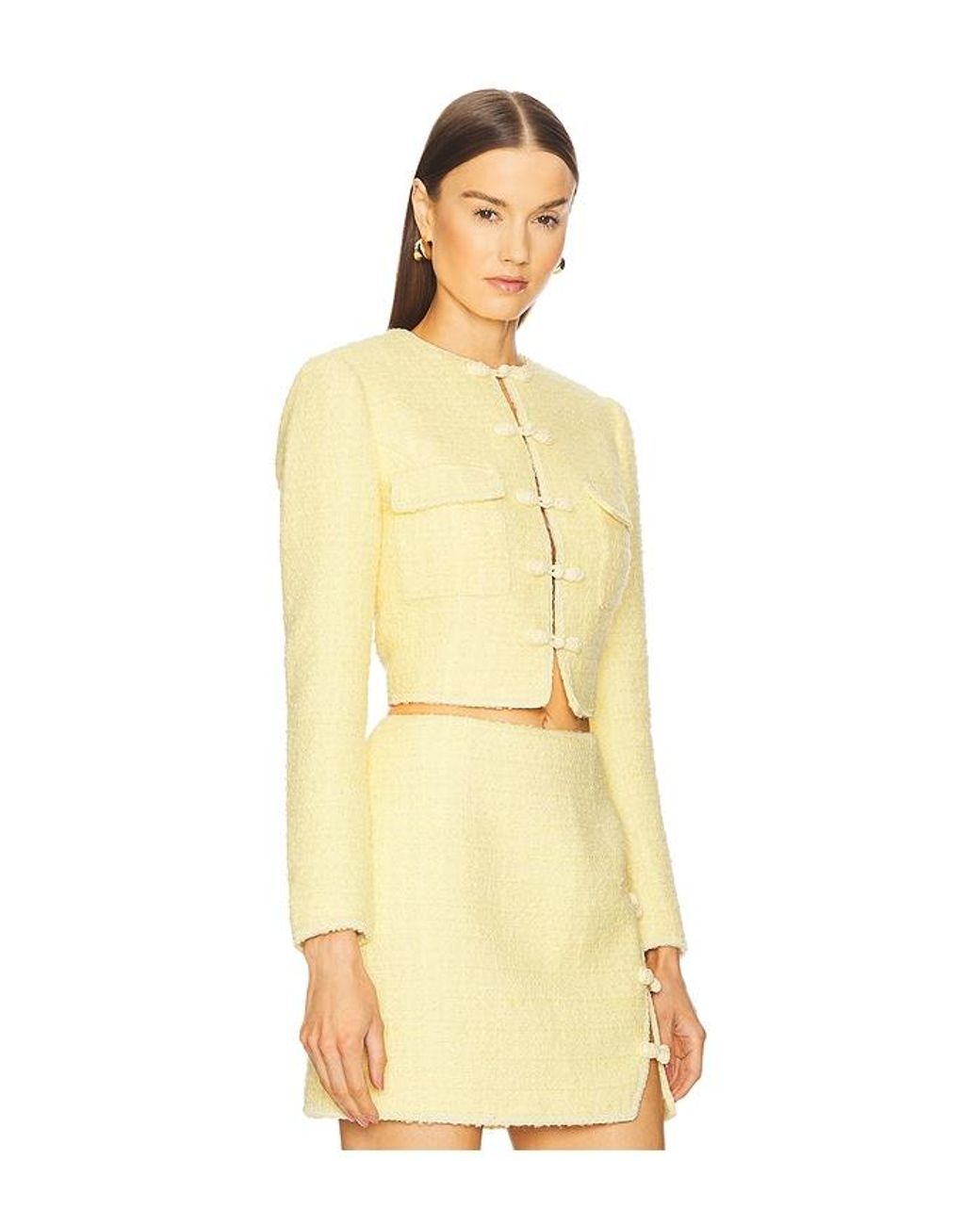 SAU LEE Yellow Abbie Tweed Jacket