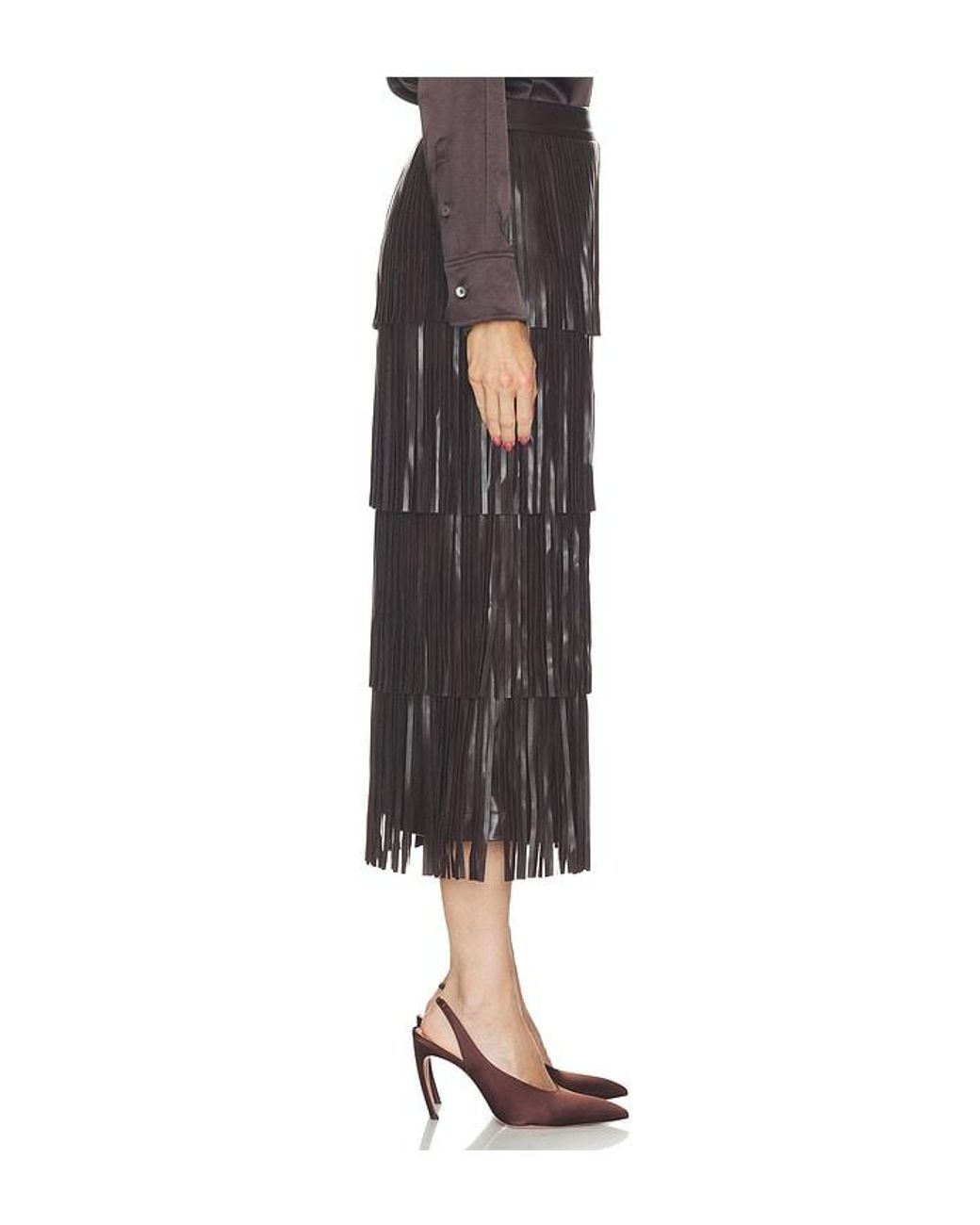 Simon Miller Black Za Za Faux Leather Fringe Skirt