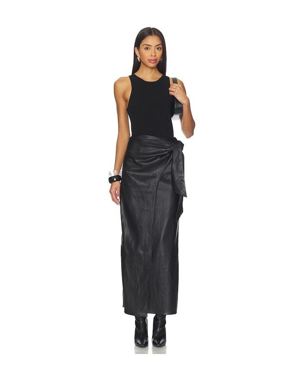 ALL THE WAYS Black Kassidy Faux Leather Skirt