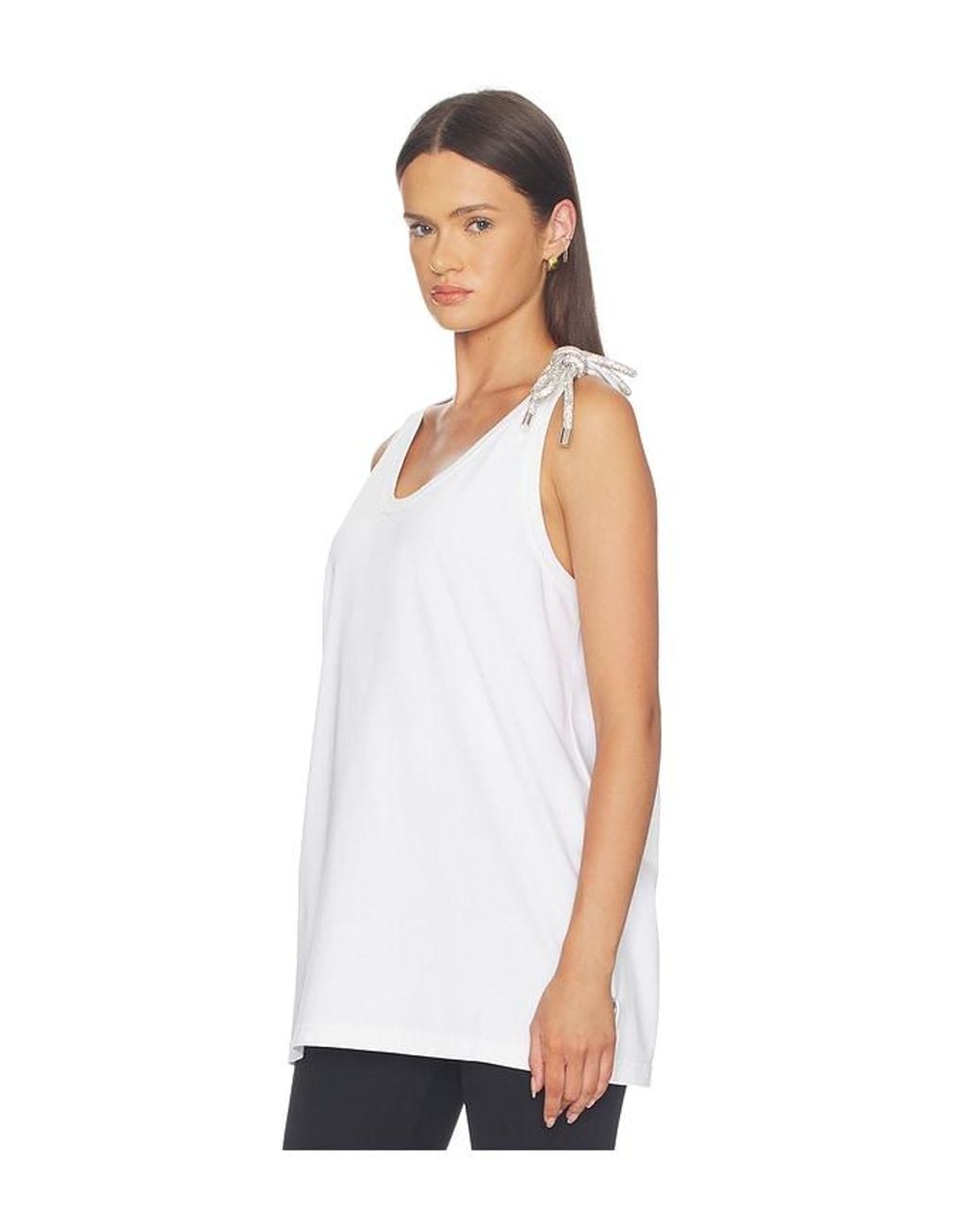 Area White Crystal Knot Tank Top