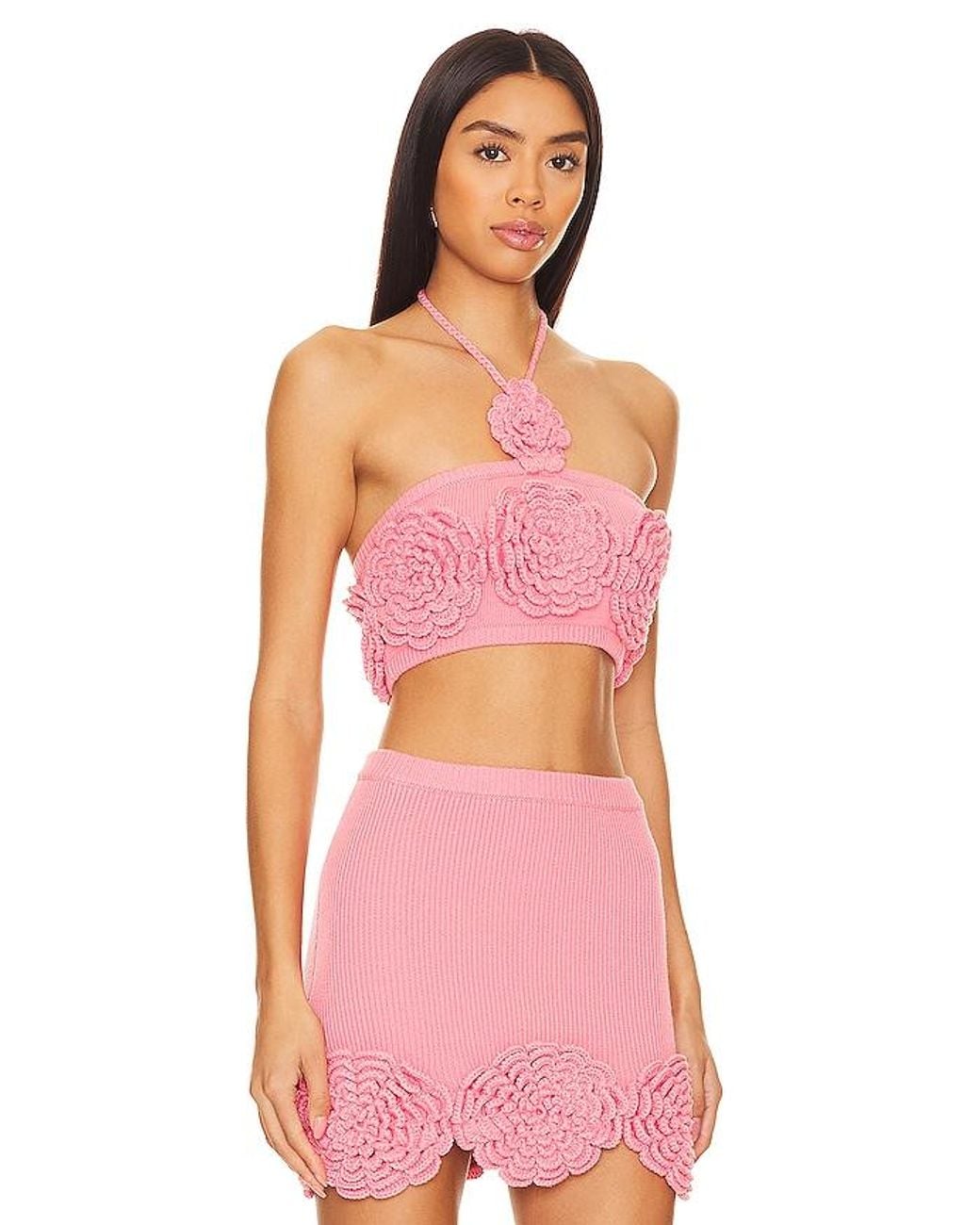 Lovers + Friends Pink Ashby Crochet Top