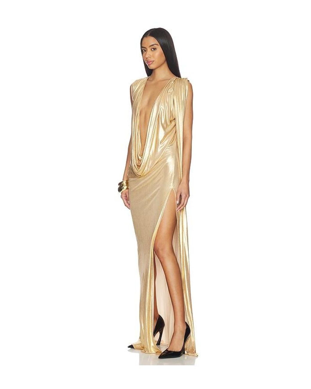 Sid Neigum Natural Floor Length Reversible Cowl Dress