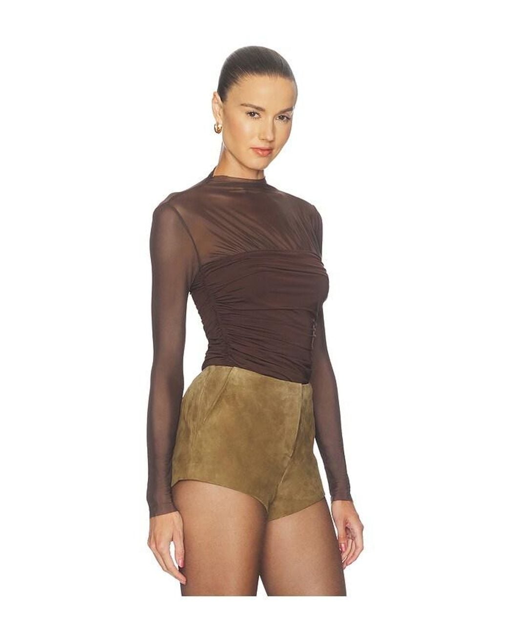 SER.O.YA Brown Leigh Mesh Top