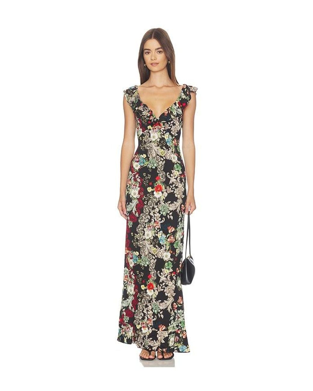 Alice + Olivia White Gemma Ruffle Maxi Dress