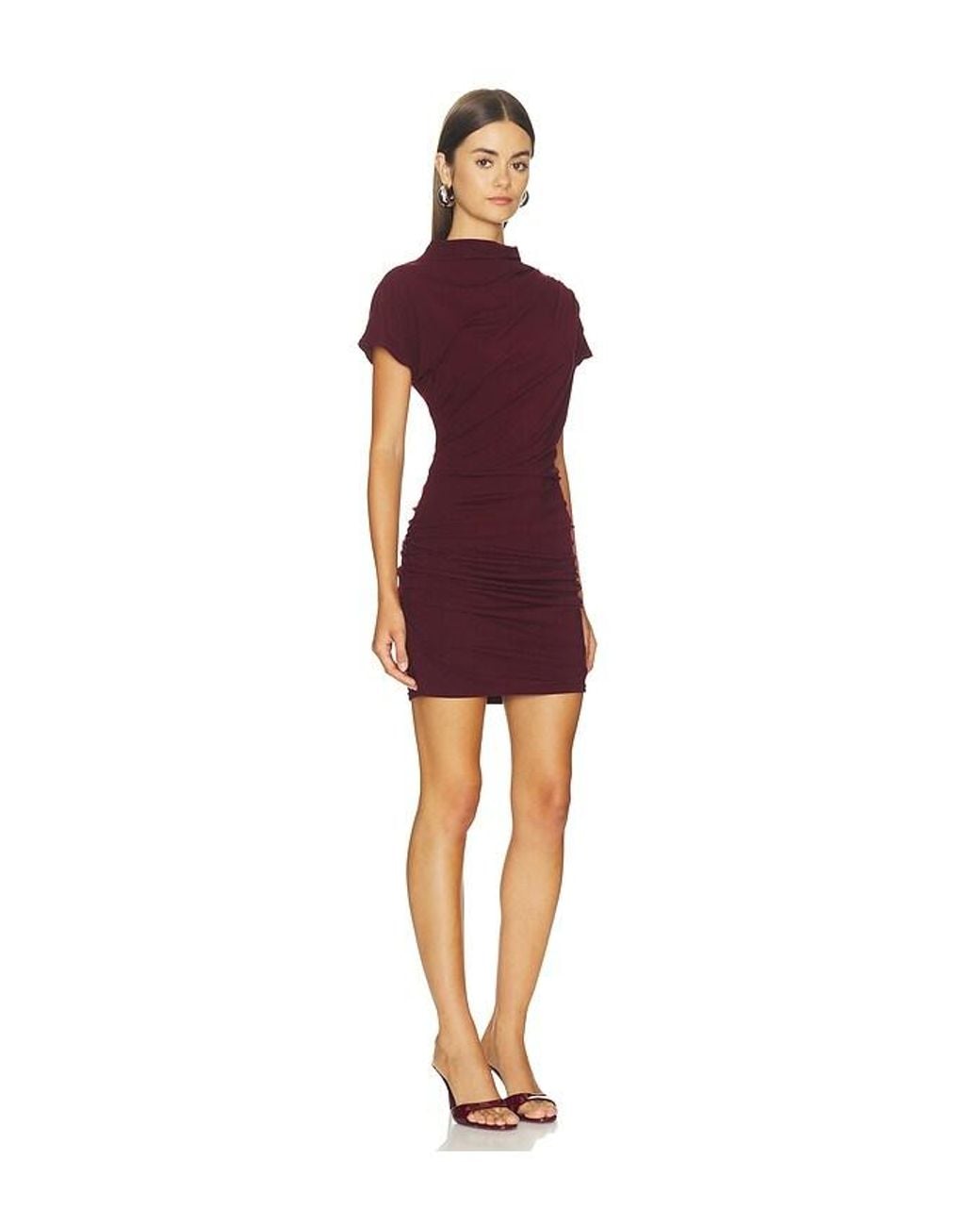 Line & Dot Red Arabella Draped Mini Dress