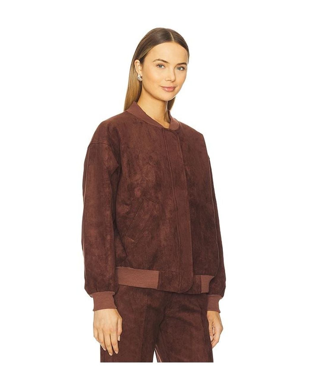 Amanda Uprichard Brown X Revolve Vero Suede Bomber Jacket