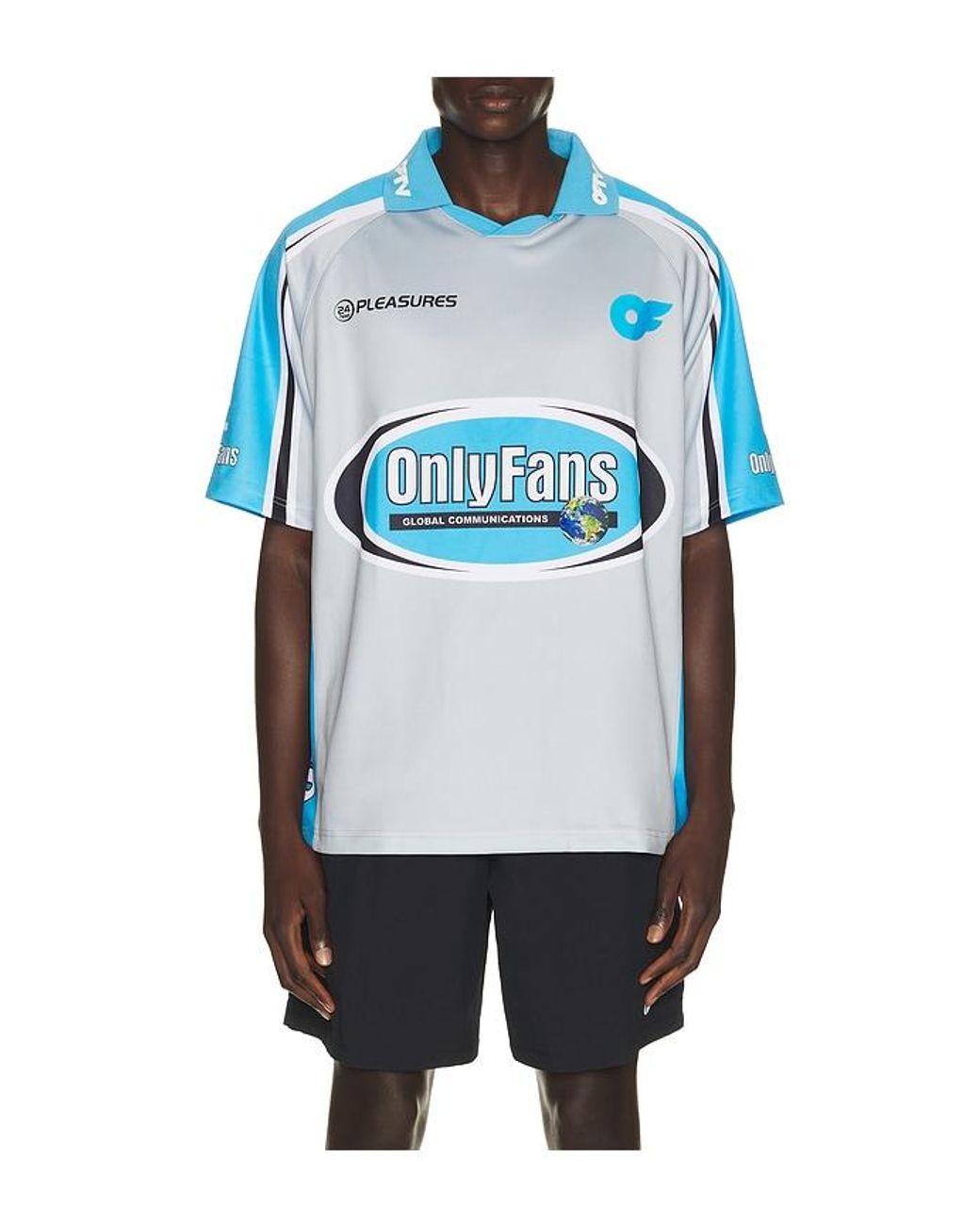Pleasures Blue X Onlyfans Jersey for men