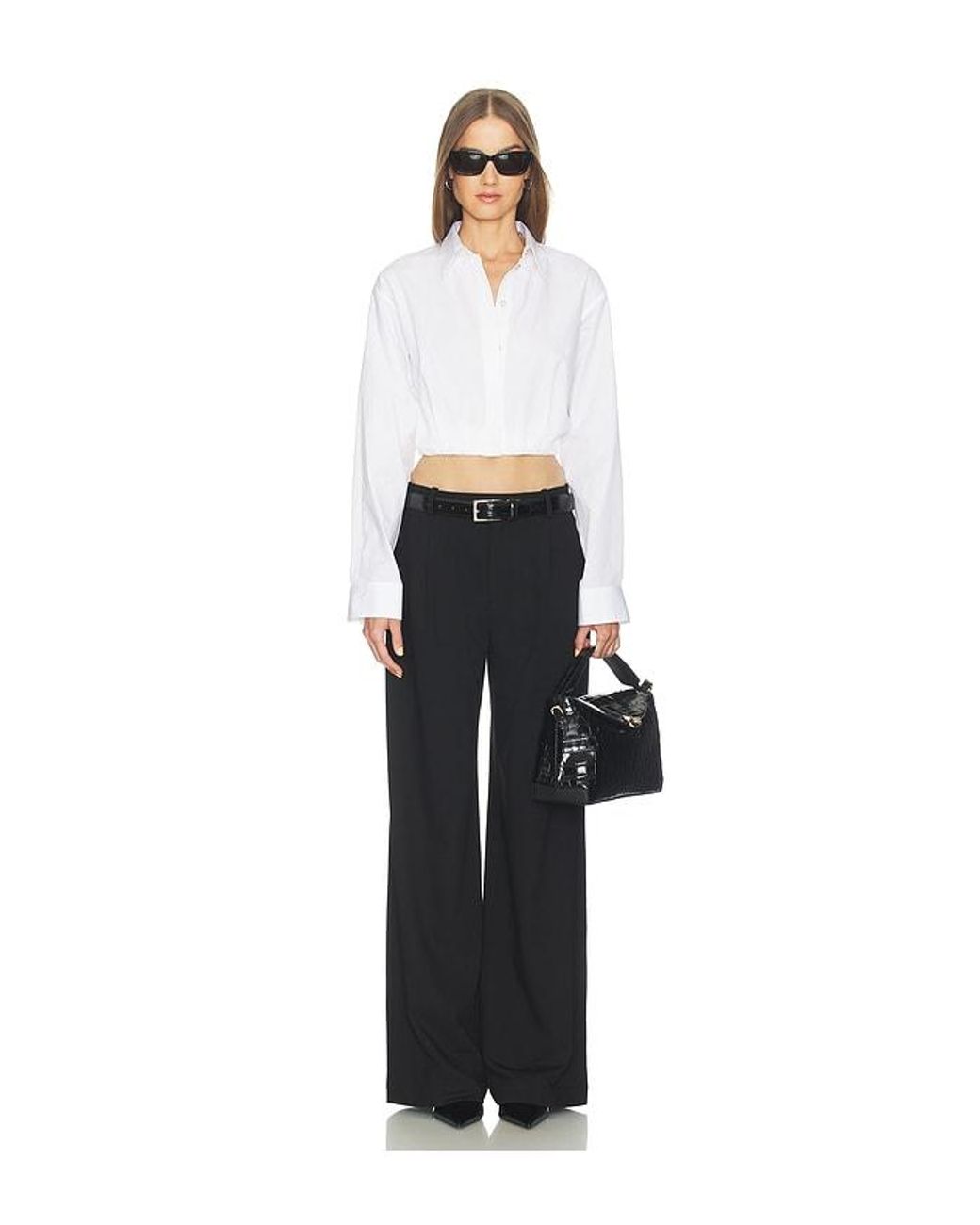 Helmut Lang White Cropped Gather Shirt