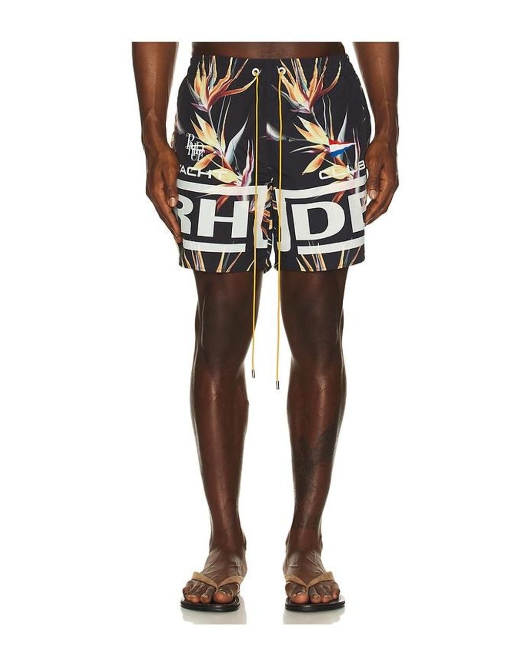 Rhude Black Regatta Club Hawaiian Swim Short for men