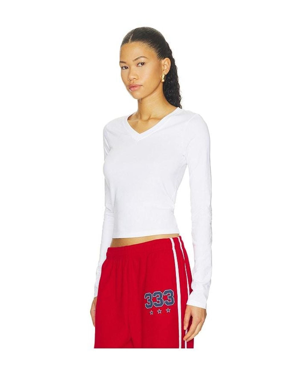 WellBeing + BeingWell Red Estrella V Neck Shirt
