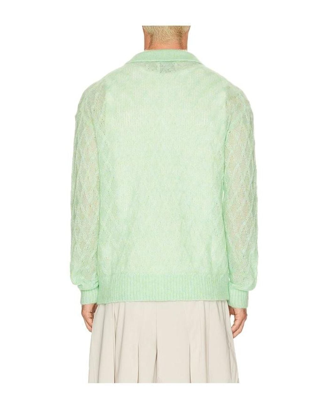 Feng Chen Wang Green Knitted Cardigan Sweater for men