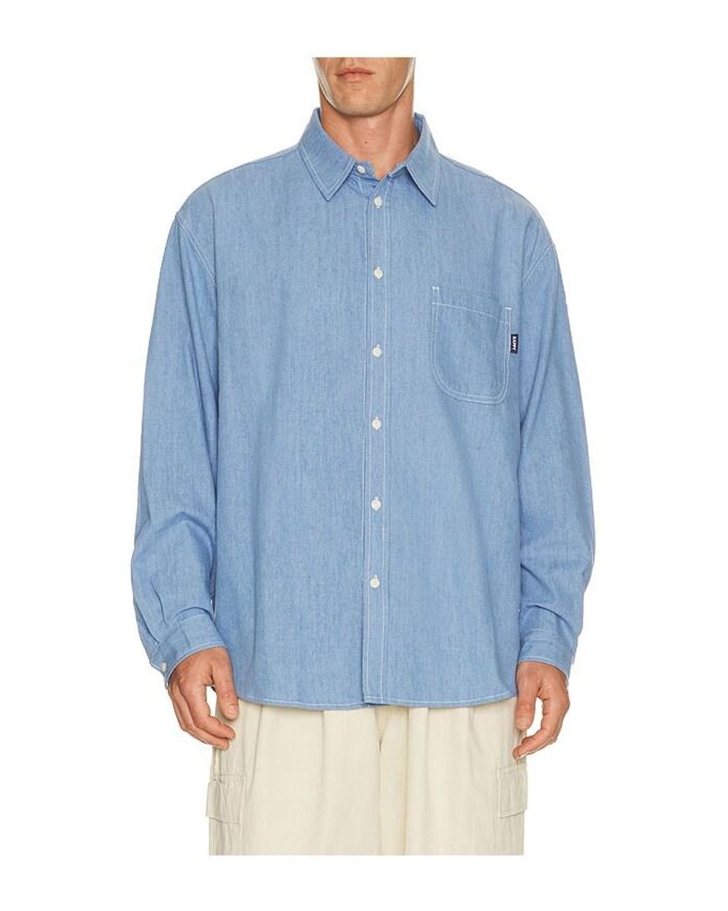 KAPPY DESIGN Blue Relaxed Chambray Shirt for men