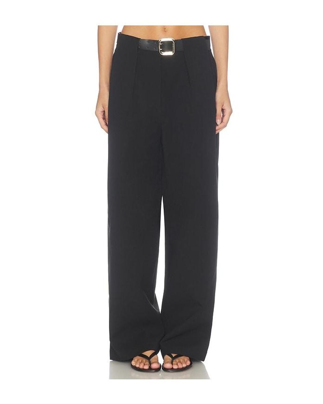 Source Unknown Black Matteo Belted Tuck Trousers