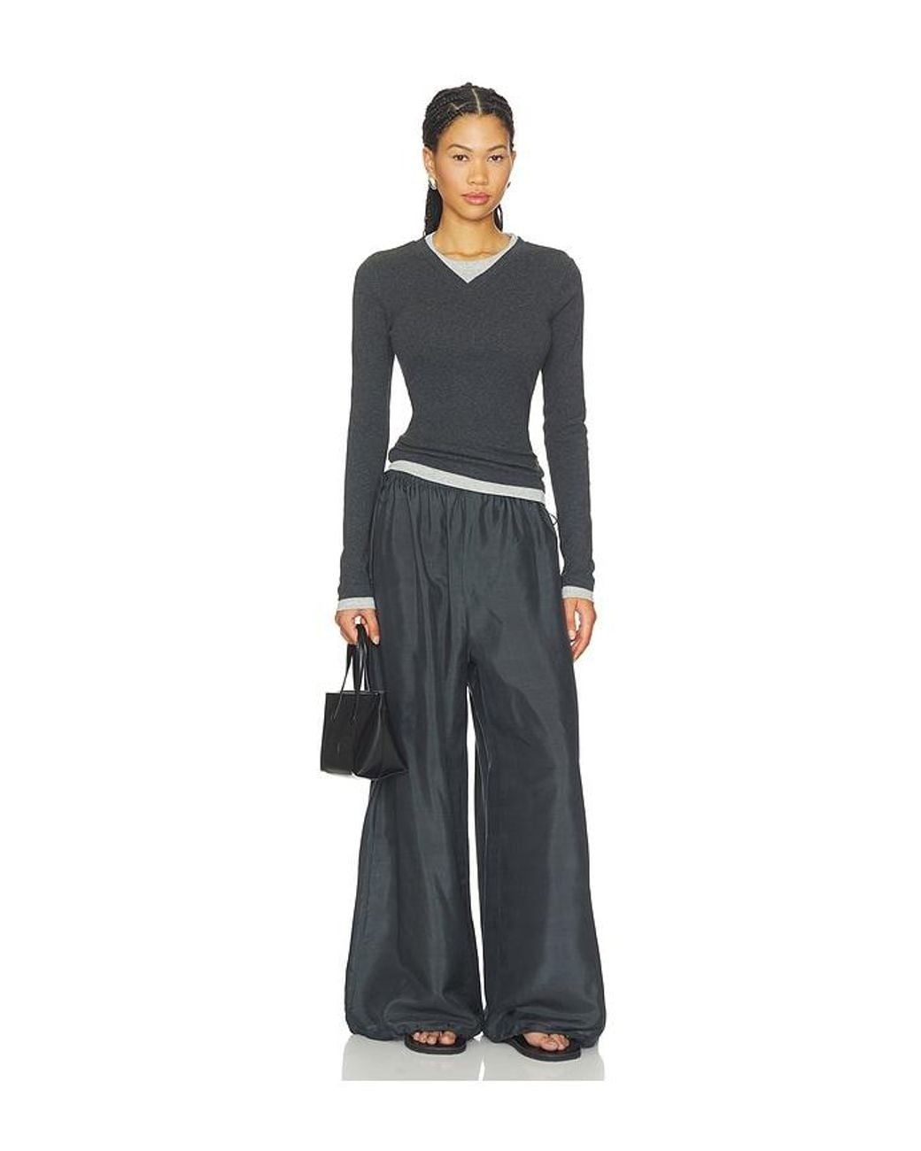 St. Agni Black Silk Adjustable Balloon Pants