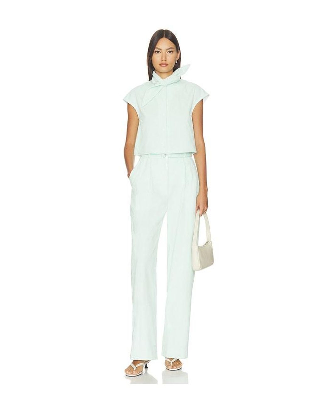 Matthew Bruch White Pleated Barrel Trouser