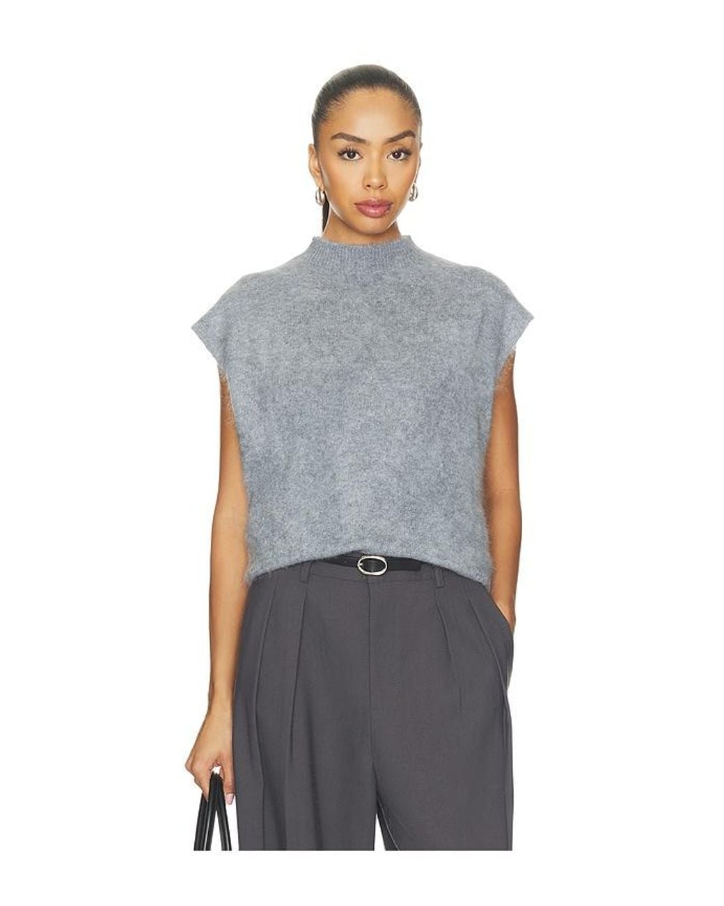 Rag & Bone Blue Jada Brushed Cashmere Mock-Neck Vest Top