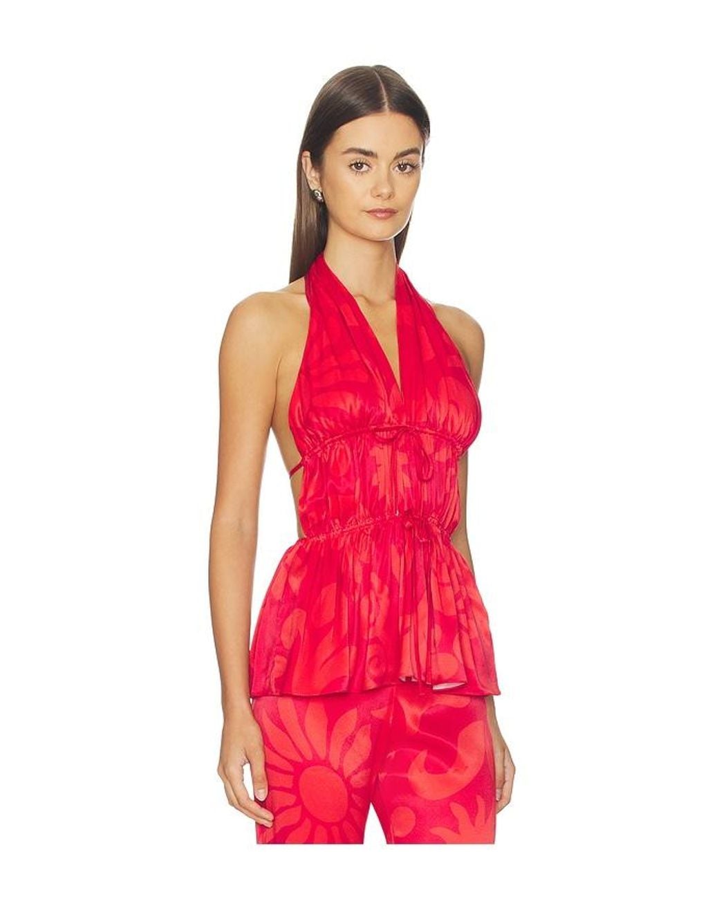 Cala De La Cruz Red Rosie Top