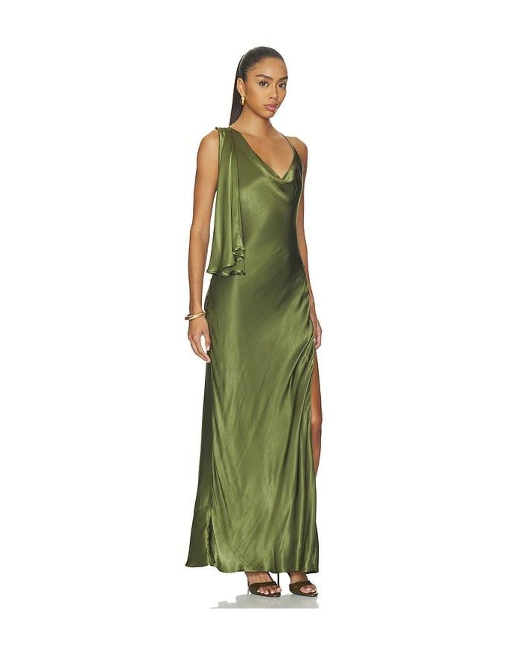 Bardot Green Anastasia Satin Maxi Dress