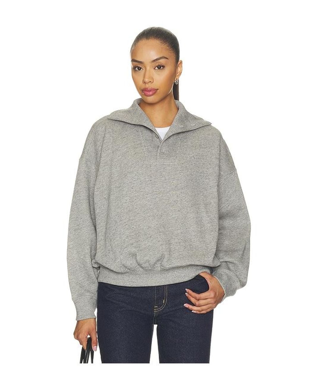 Polo Ralph Lauren Gray Arctic Fleece Knit Long Sleeve Mock Neck Sweatshirt