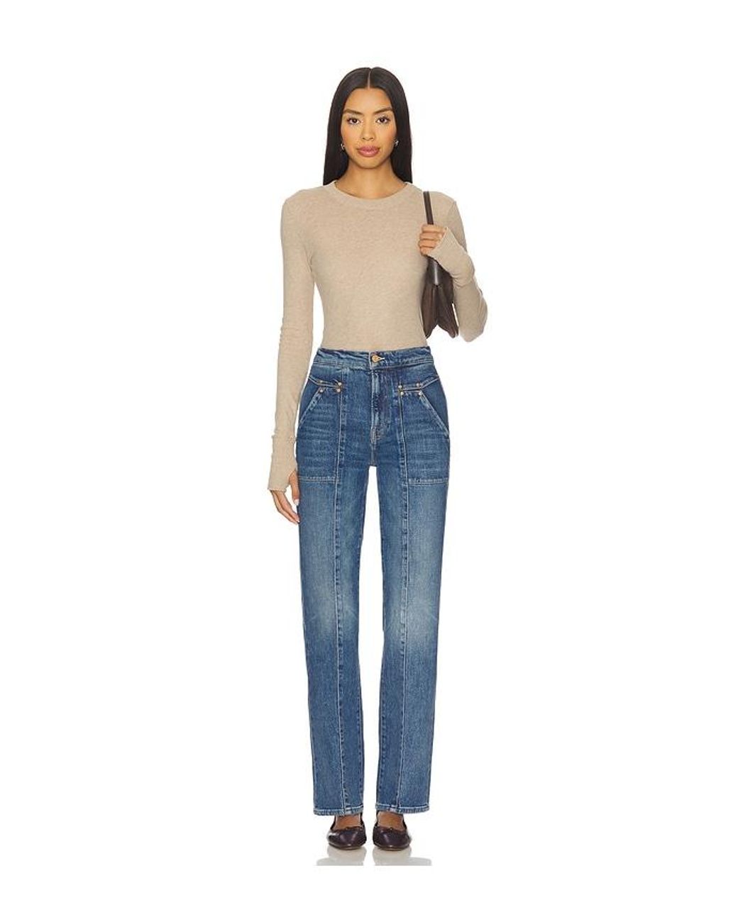 Mother Blue The Riveting Rambler Zip Sneak Jeans