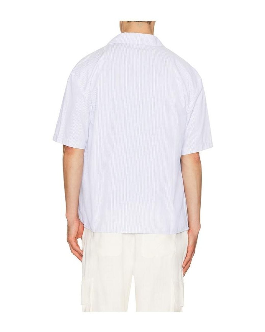 KROST White Cotton Stripe Bowling Shirt for men
