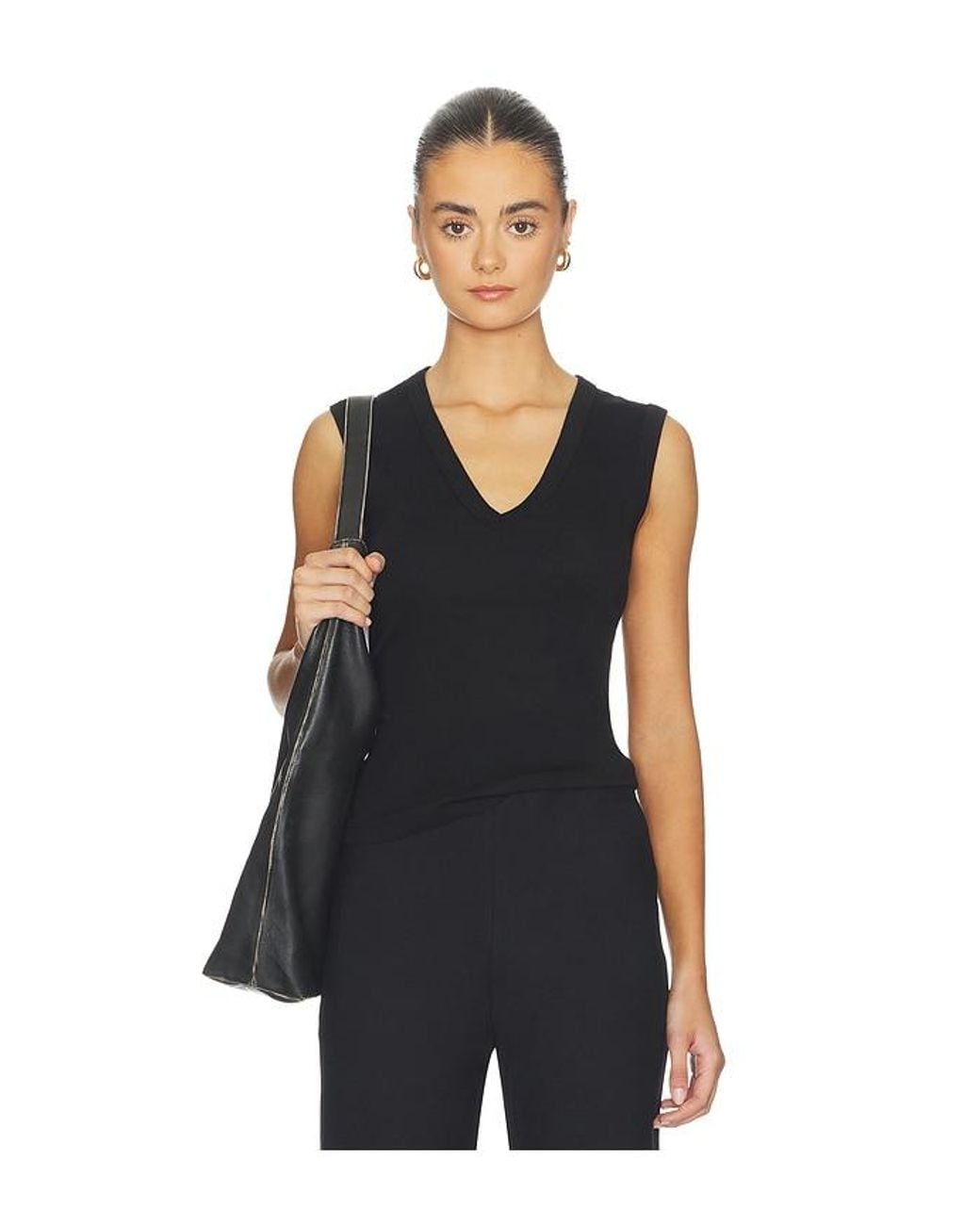 Enza Costa Black New Classic Sleeveless V