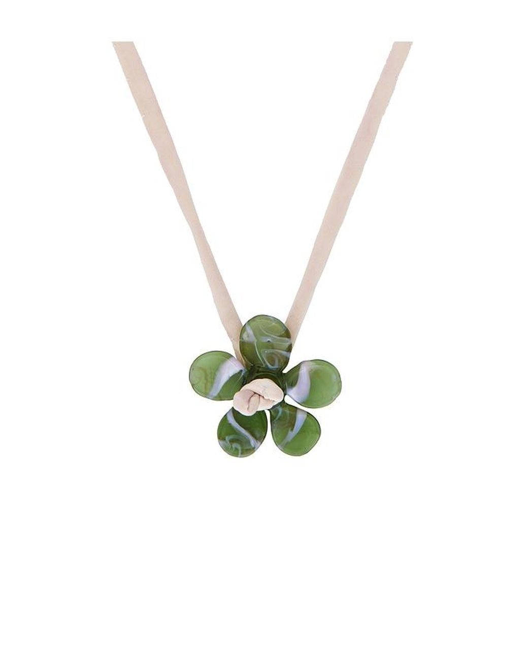 Studio Conchita White Zinnia Glass Necklace