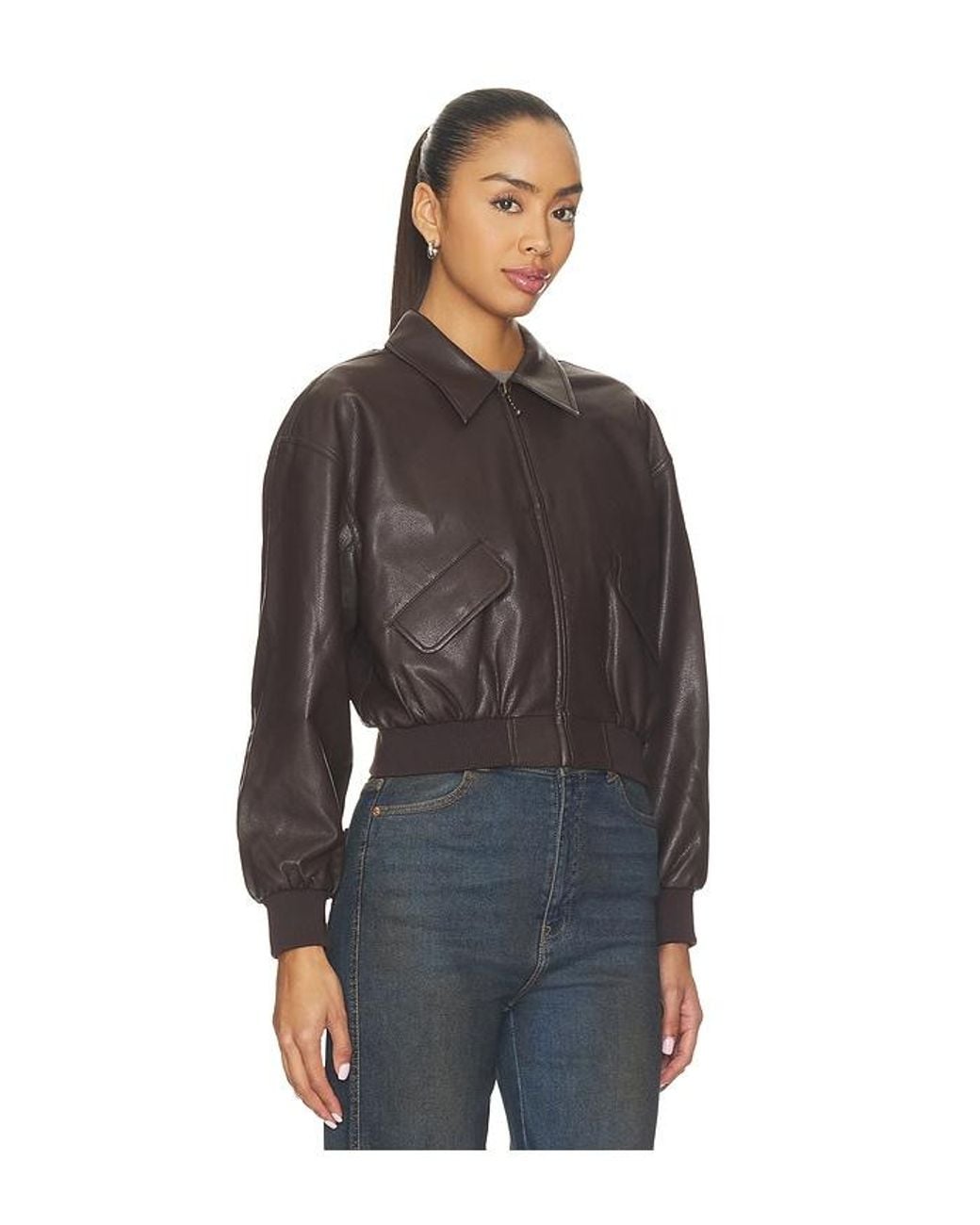 GOOD AMERICAN Black The Better Than Leather Cropped Jacket