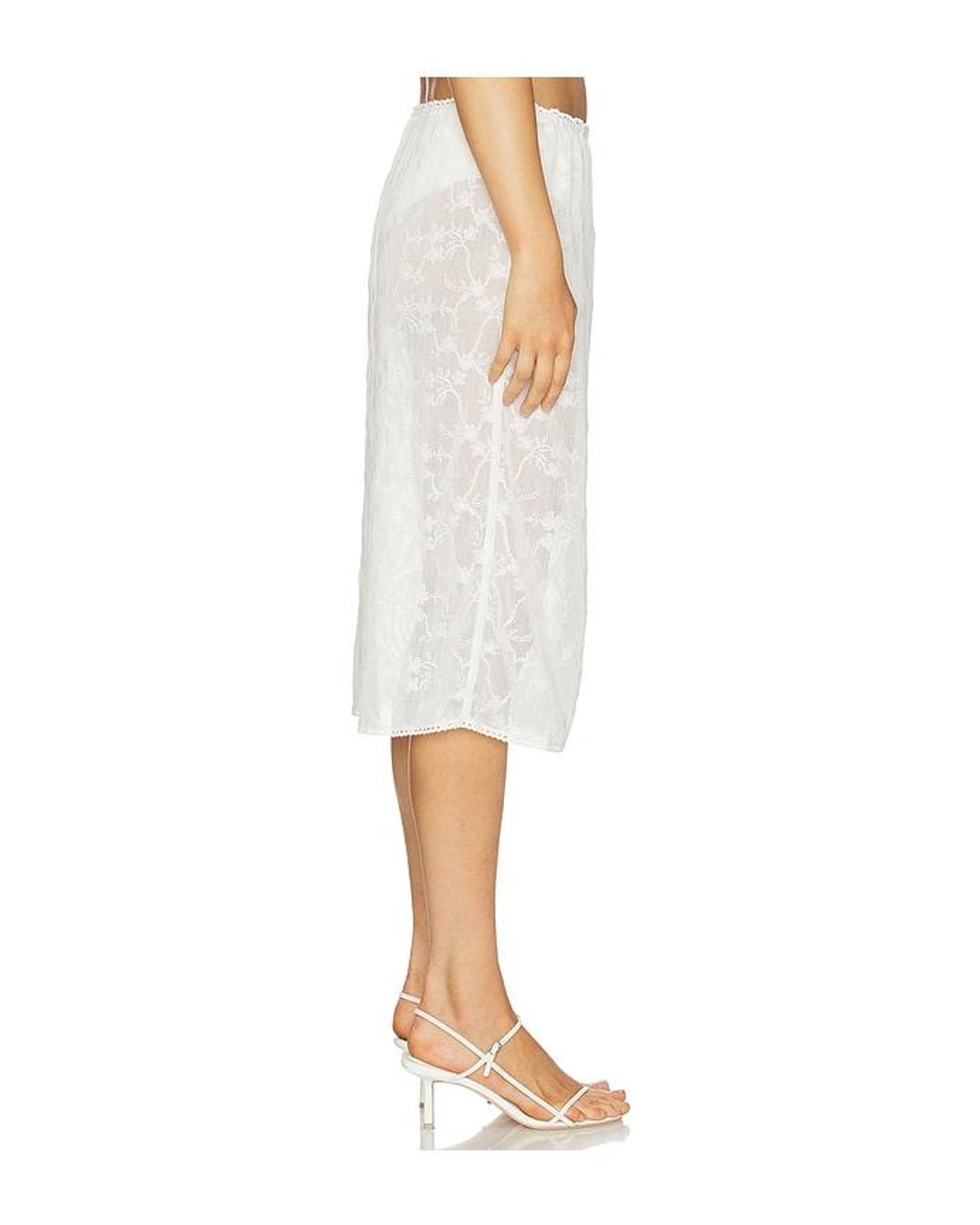 For Love & Lemons White Betty Bouquet Coverup Midi Skirt