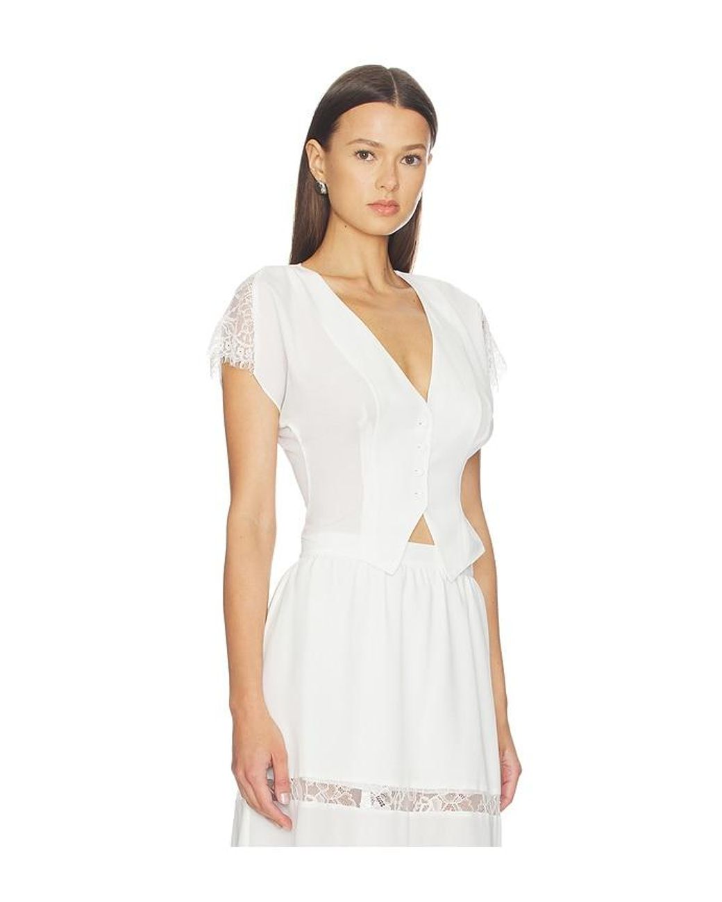 Fleur du Mal White Georgette Flounce Top