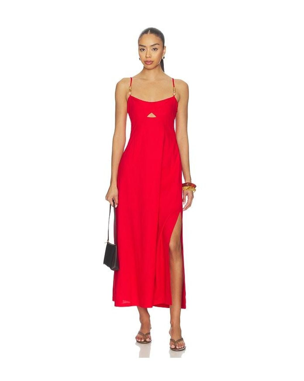 MINKPINK Red Rhodes Twist Front Maxi Dress