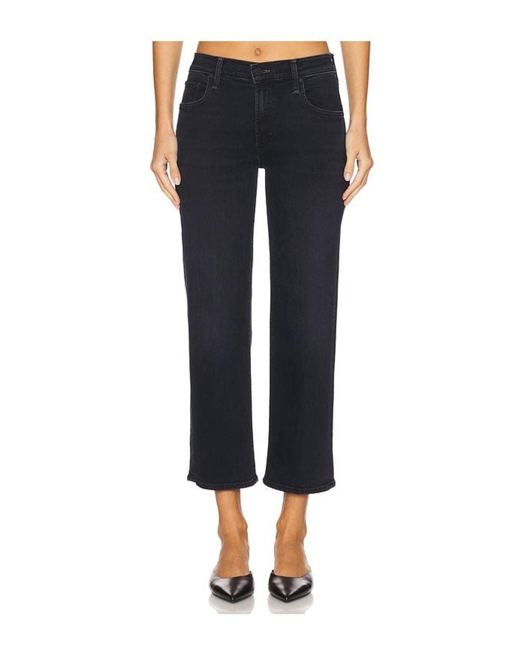 Mother Blue Petite Lil' Mid Rise Zip Rambler Jeans