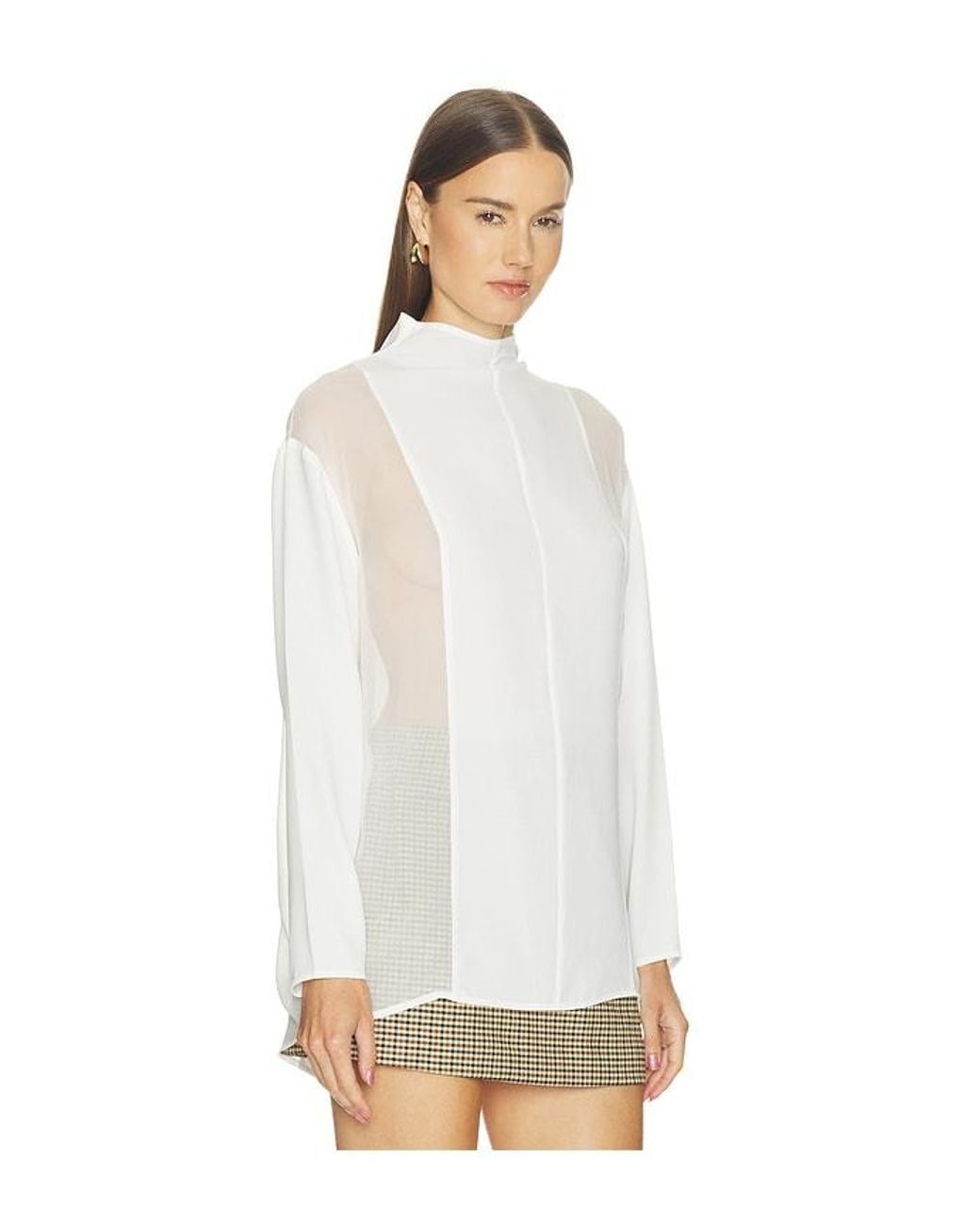 Sans Faff White Mockneck Silkshirt