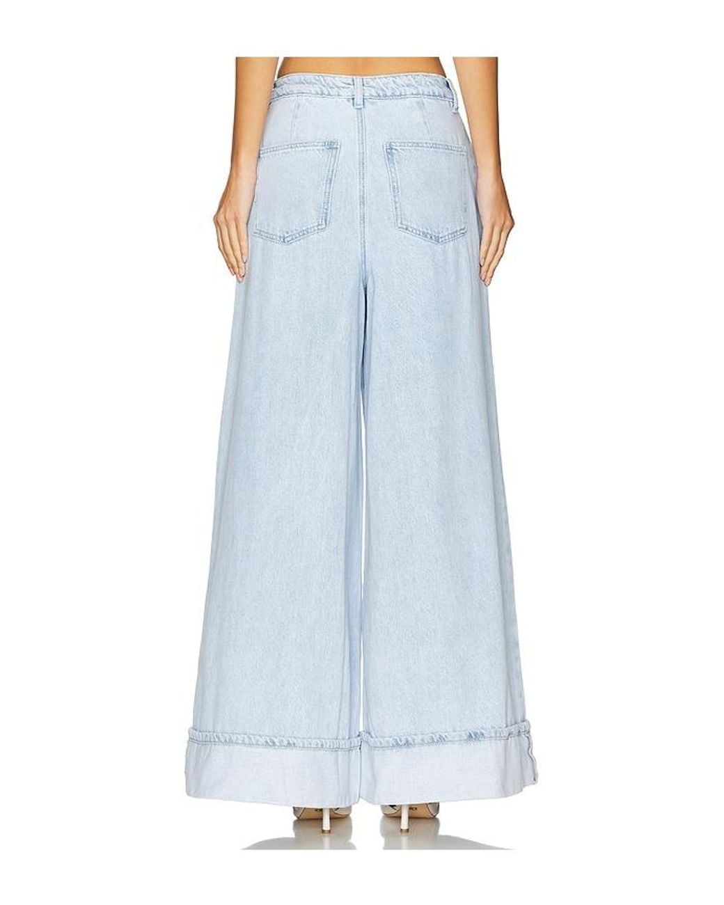 WeWoreWhat Blue Pleated Wide Leg Jeans