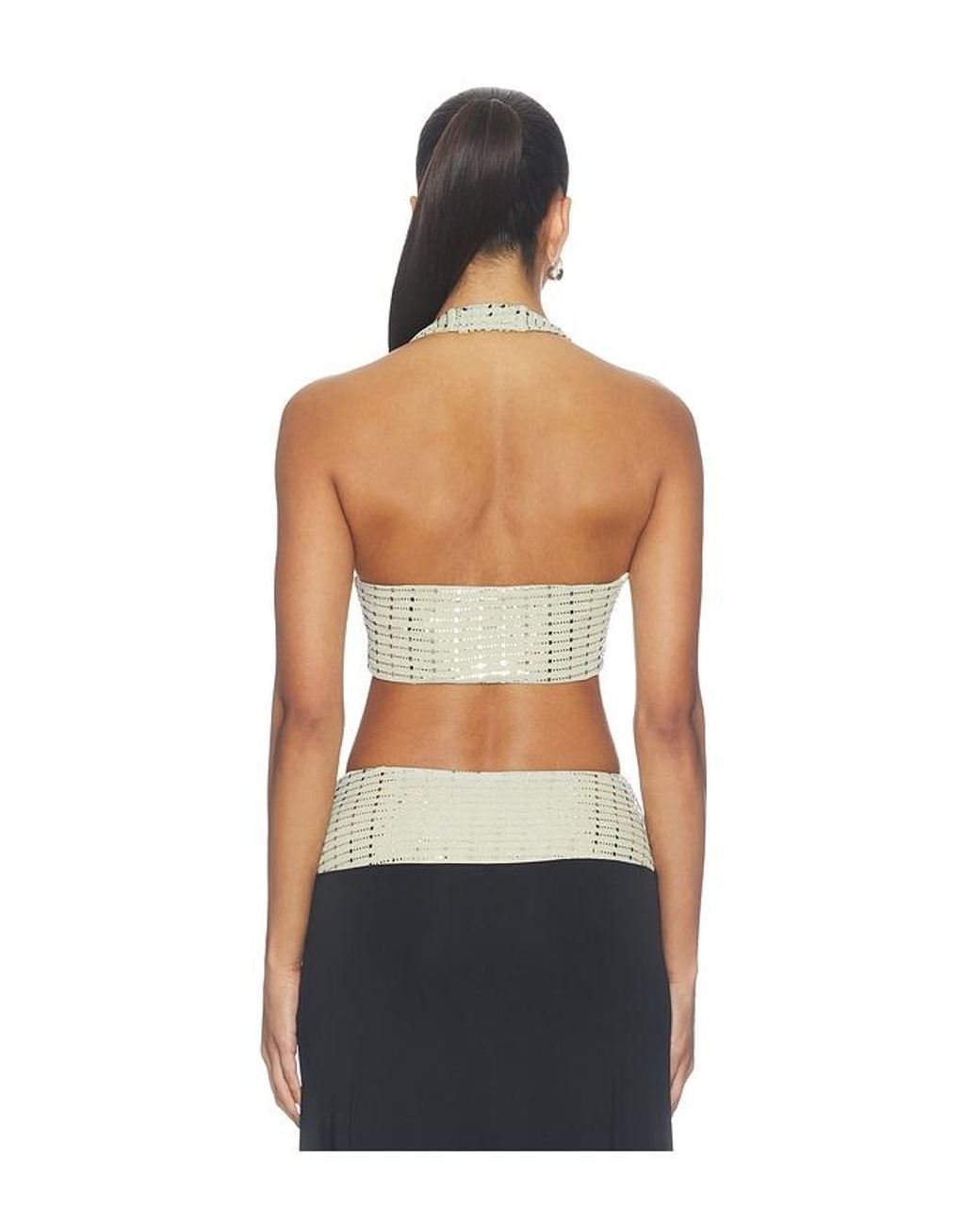 Runaway the Label Black Ziva Sequin Halter Crop Top