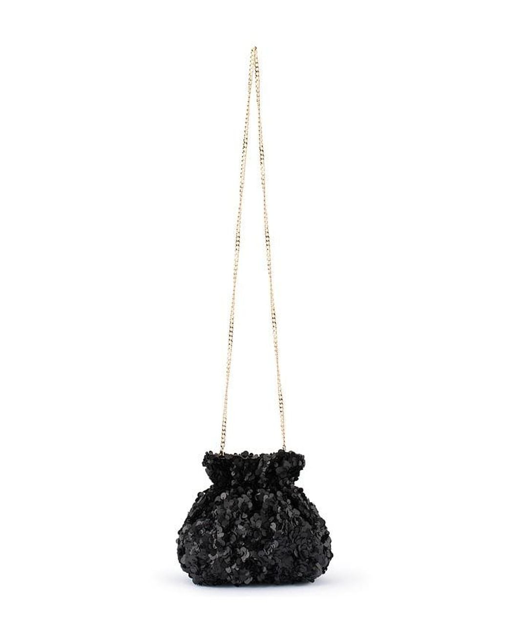 Olga Berg Black Mattie Sequin Pouch