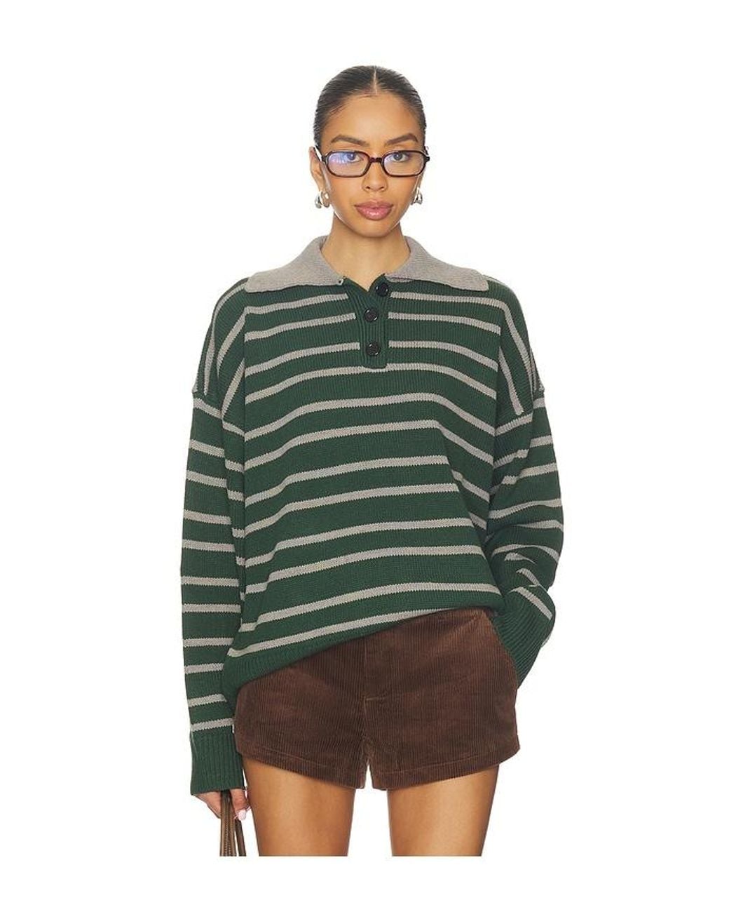 ALL THE WAYS Green Clydie Polo Sweater