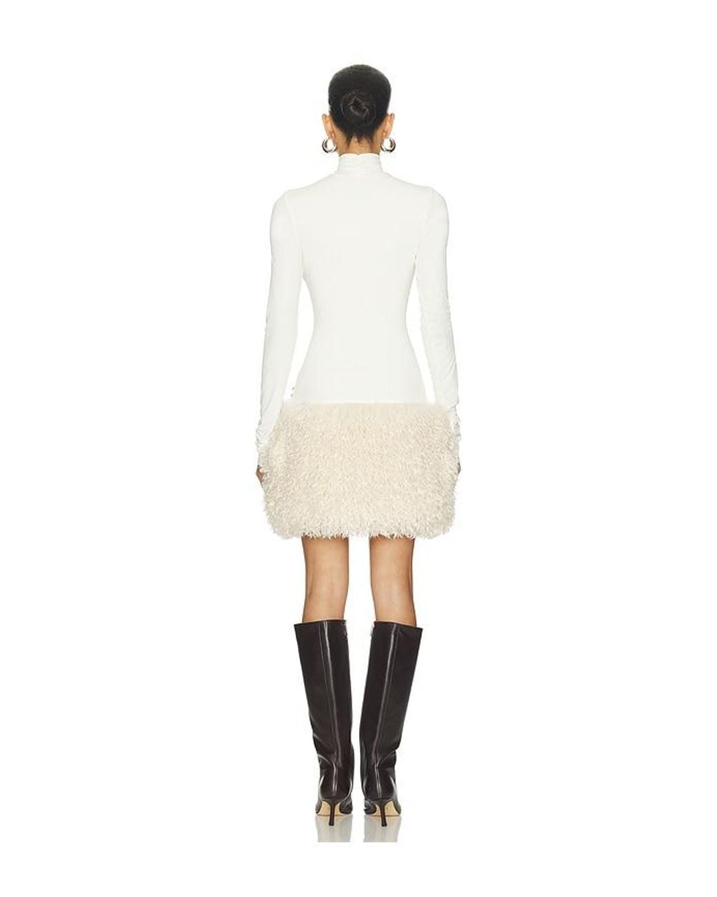Aniye Records White Nika Faux Fur Mini Dress