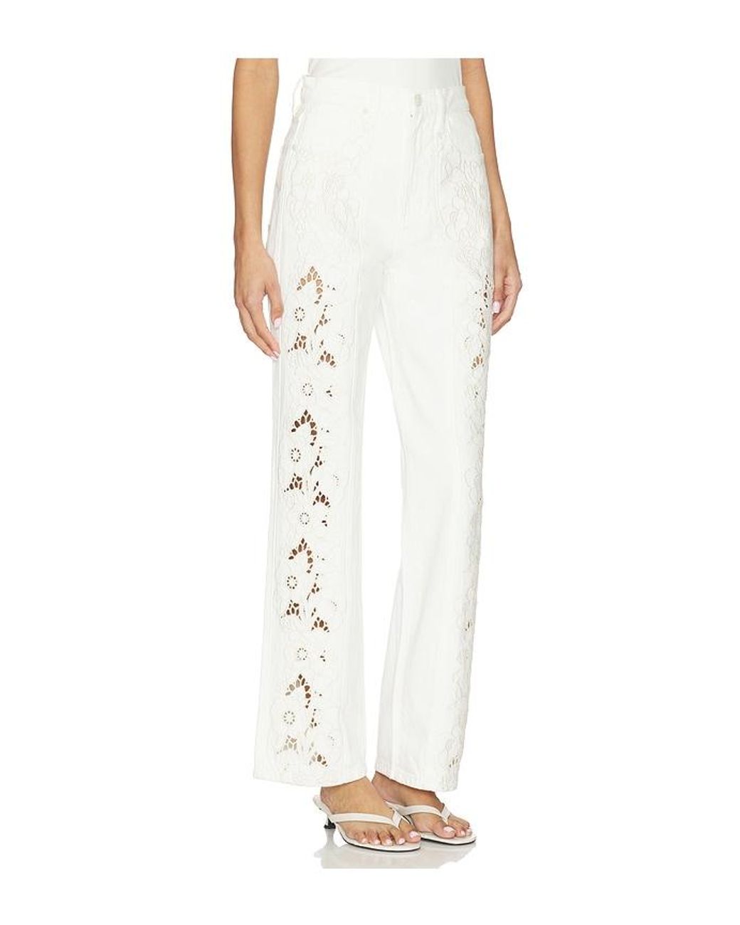 PAIGE White Sawyer Wide Leg With Panels
